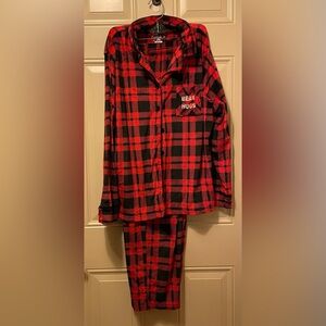 Cuddl Duds Jammies for Your Families Red and Black Buffalo Plaid Pajamas Size XL